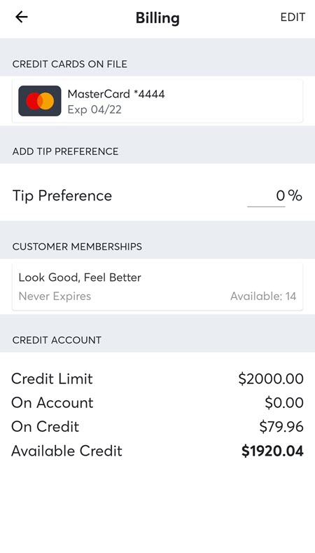 Customer profile - Booker business app