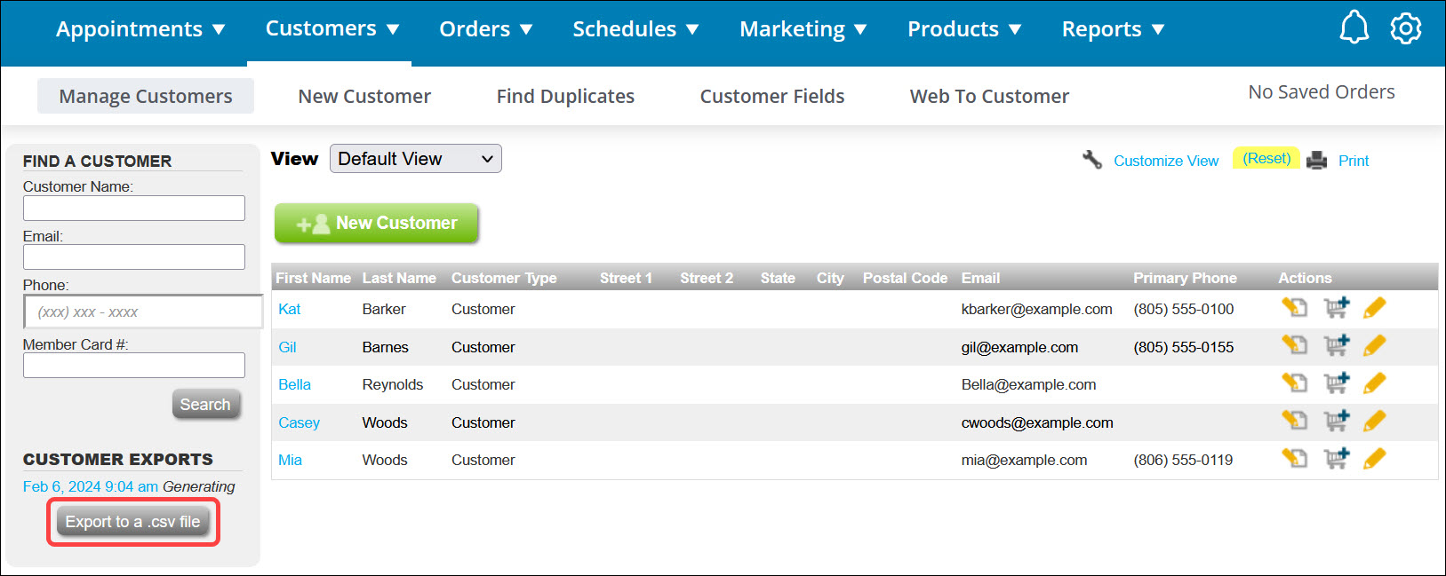 How to export a copy of your customers to a CSV file - Booker