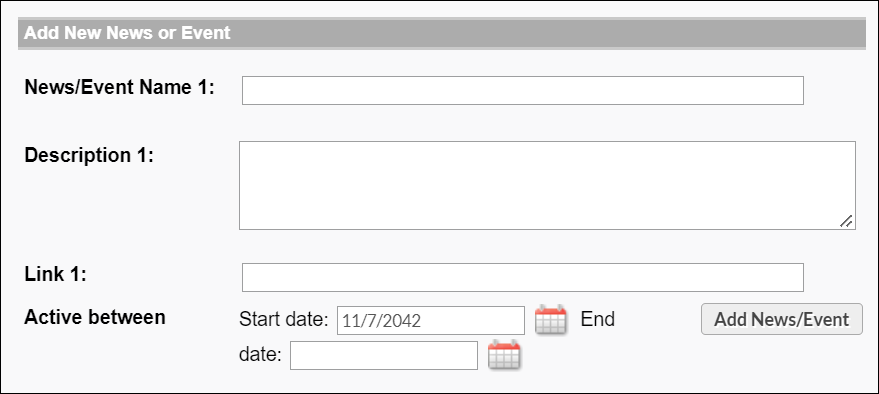 News & Events screen