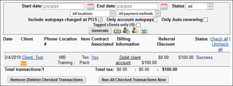 Failed autopays alert on the dashboard