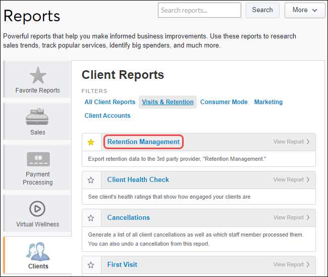 Retention Management report