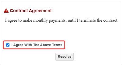 How can clients agree to and view contract terms and conditions