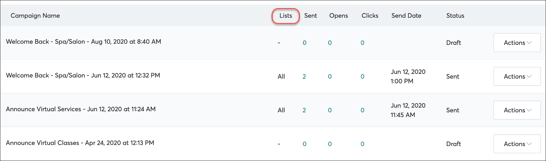 How to view Contact Lists for a sent campaign - Marketing Suite