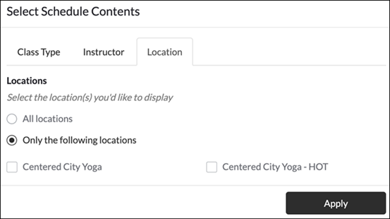 New Schedule widget setup and options – branded web tools