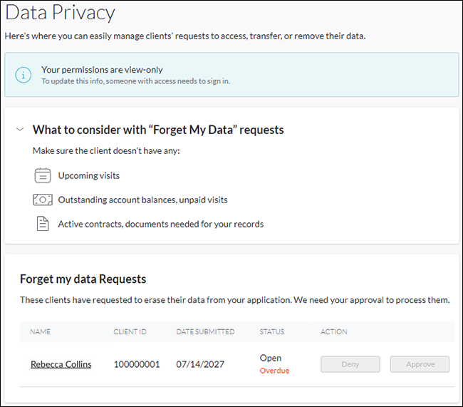 Data Privacy screen