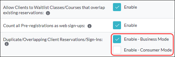 How to enable duplicate reservations or sign-ins