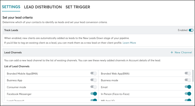 Automated lead channel mapping in the sales pipeline (Lead Management)