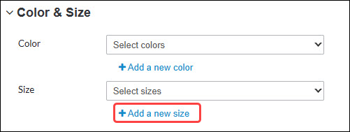 How to create and manage product sizes
