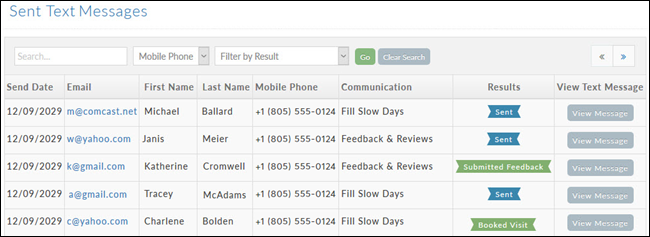 Text Message History report (Marketing Suite)