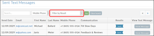 Text Message History report (Marketing Suite)