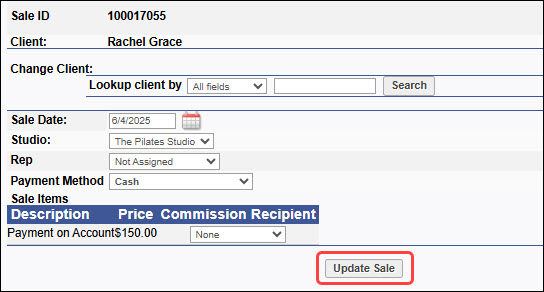 How to edit a sale