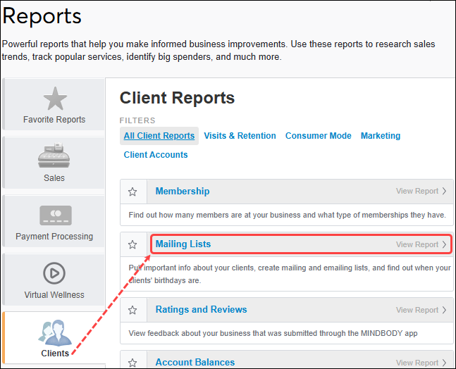 How to generate Mailing Lists for tagged clients