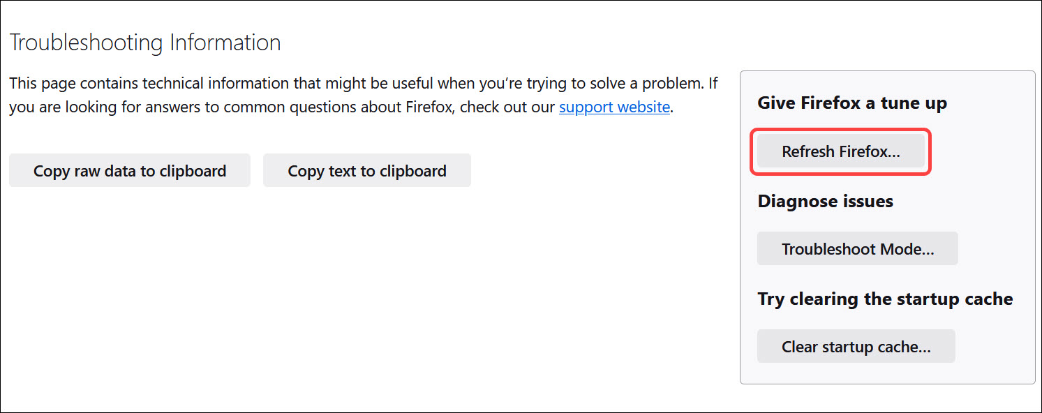 How to refresh Firefox (Booker)