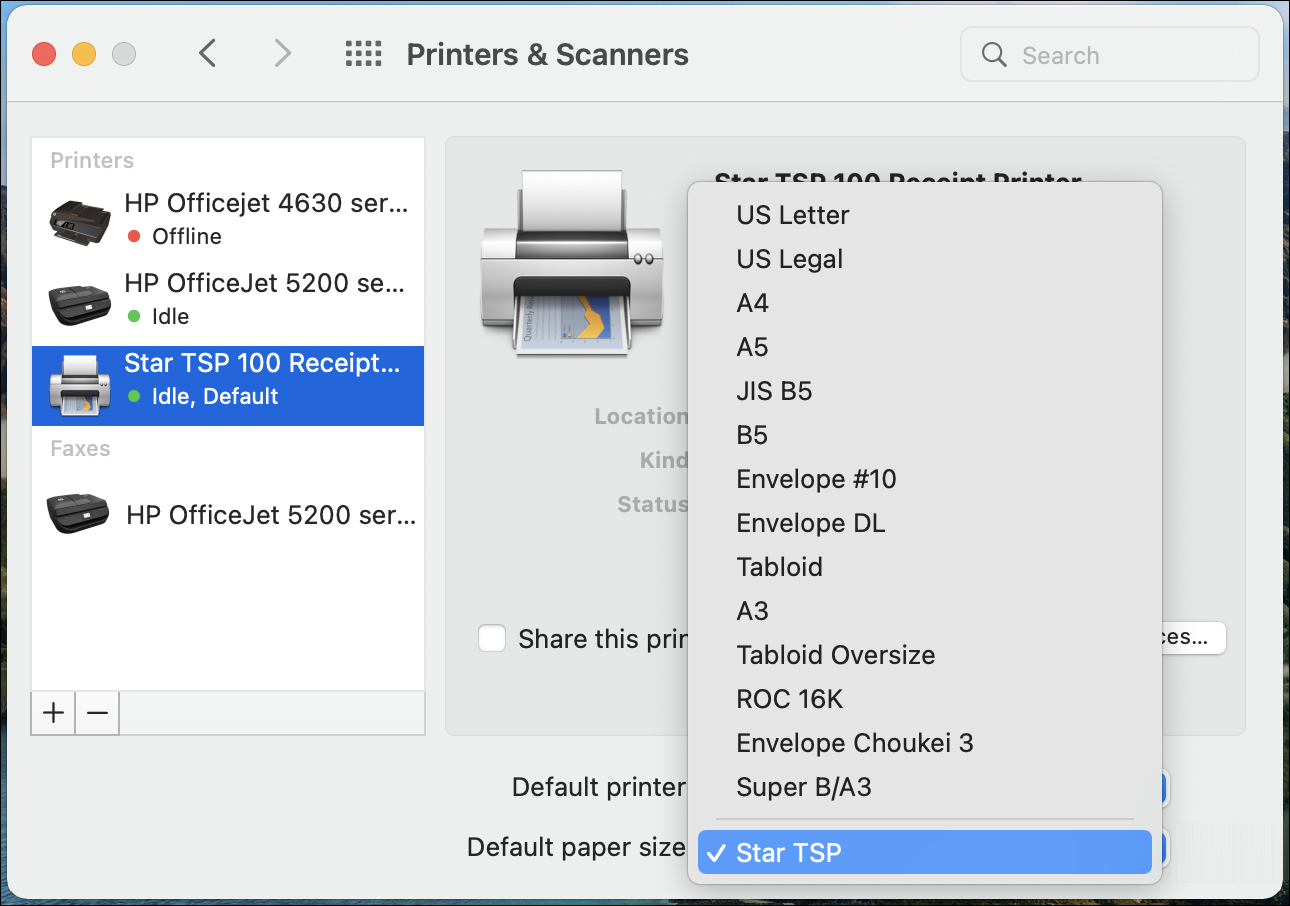Receipt Printer setup for Mac (Booker)