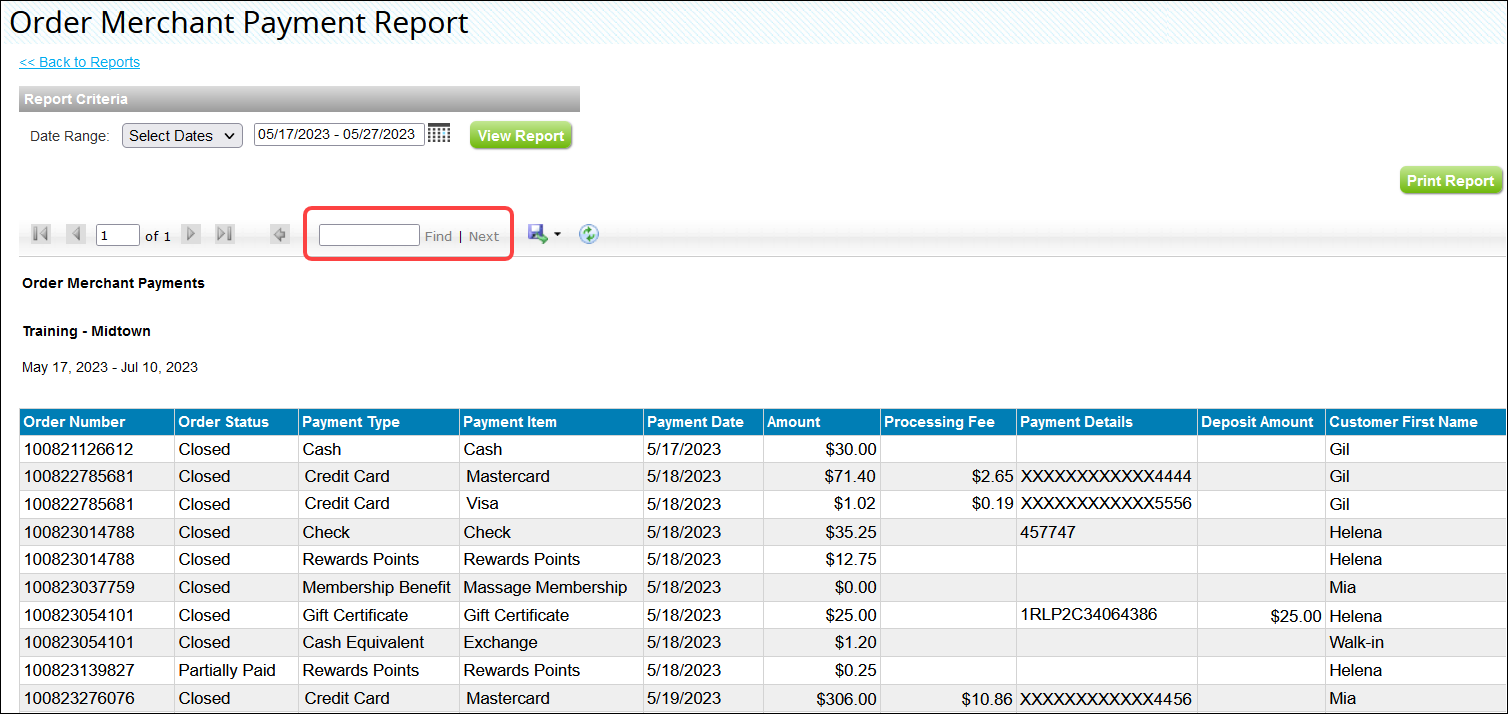 Order Merchant Payment Report (Booker)