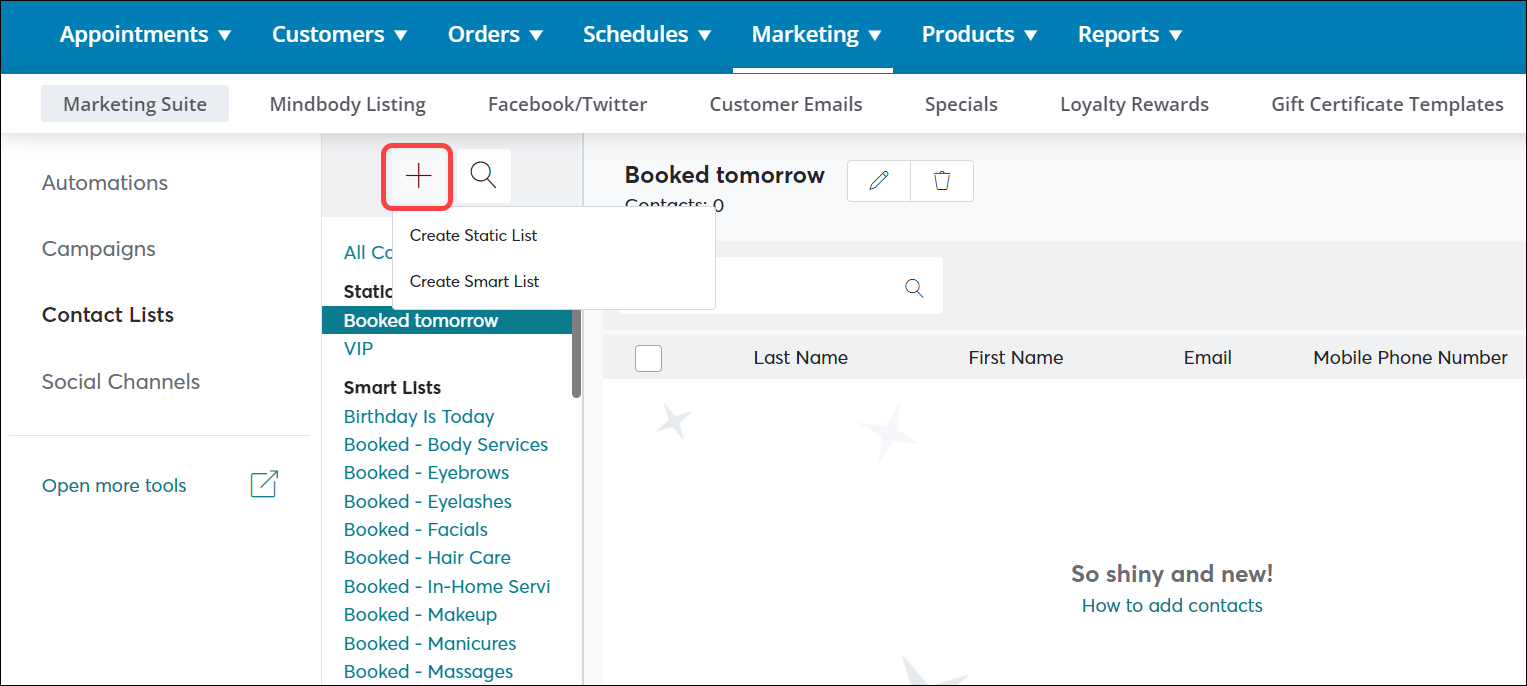 Marketing Suite: Email builder and smart lists (Booker)