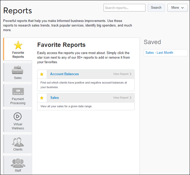 Reports screen overview