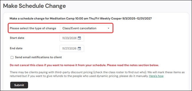 How to cancel or delete a course