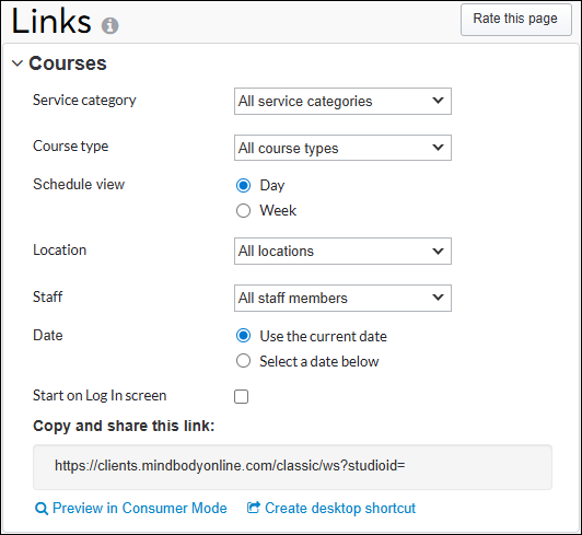 How to create links to courses