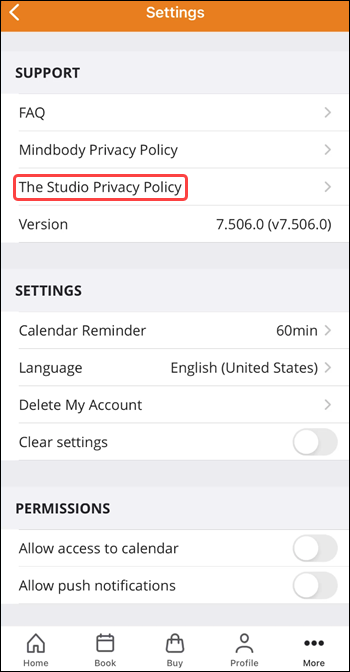 How to link to the privacy policy (branded app)
