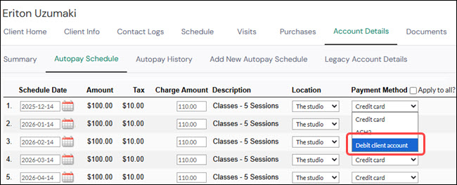 How to set up an advance payment for an autopay
