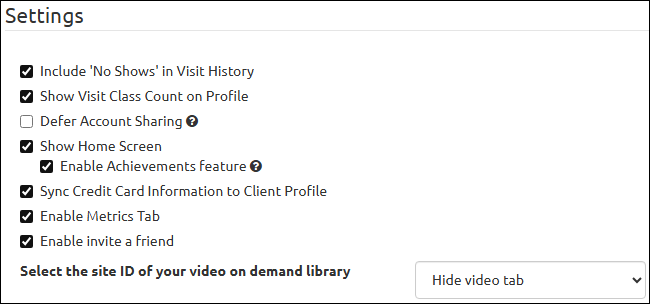 Global Settings screen (branded app)