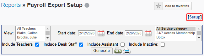 Payroll Export Setup report