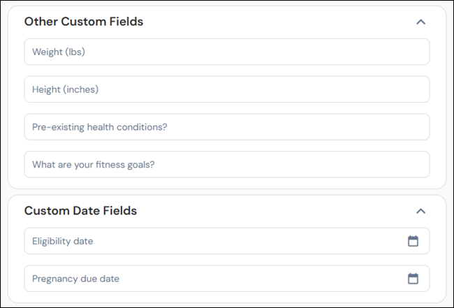 Custom fields on the Client Info screen