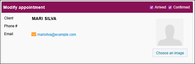Modify Appointment screen
