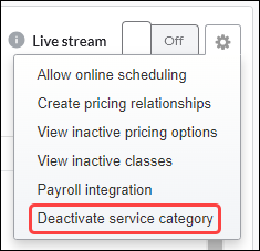 How to deactivate a service category