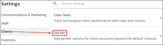 Gender options and preferences for clients