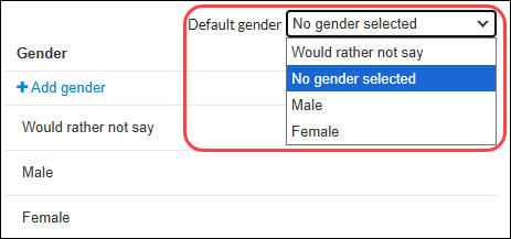 Gender options and preferences for clients