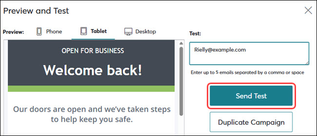 How to preview and test an email or text (Marketing Suite)