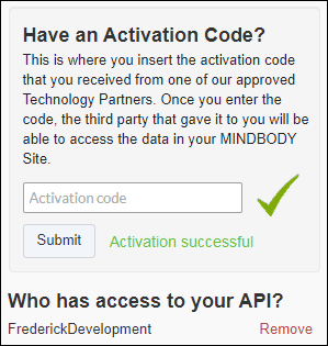 API Integrations screen