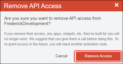API Integrations screen