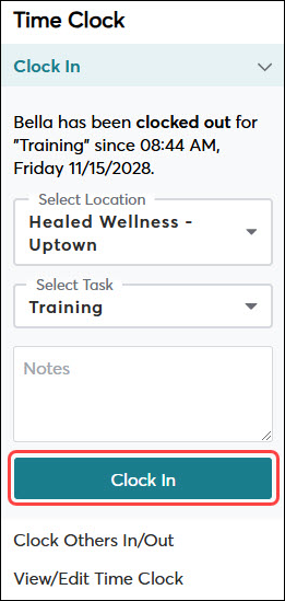 How to use the Time Clock feature to clock in and clock out