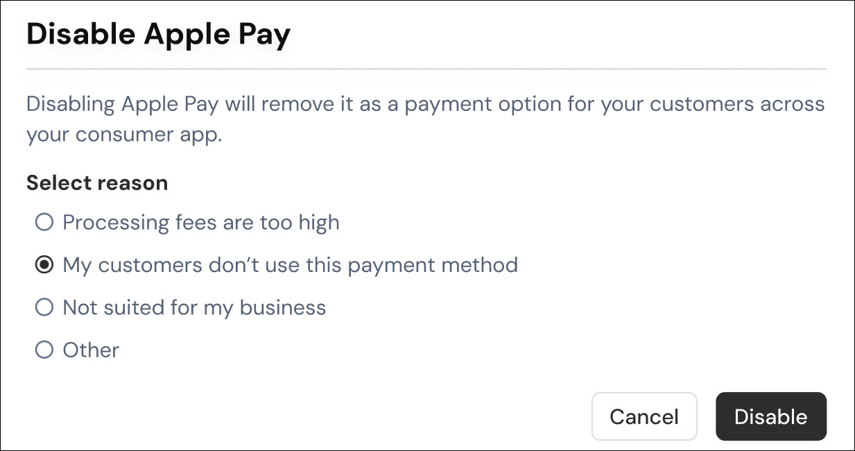 How to enable and disable alternative payment methods like Apple Pay in ...