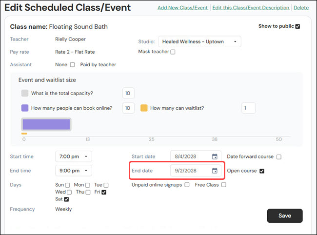 How to reschedule a course and move all the clients to a new day