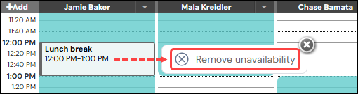 How to add and delete unavailable appointment times