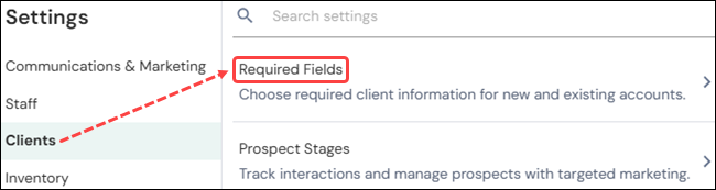 How to set up client required fields