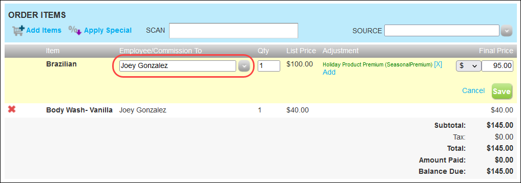 How to take payment and complete an order (Booker Version 1)