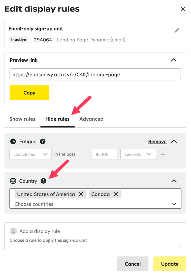 Create email-only sign-up units (Attentive SMS & Email)