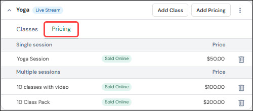 How to update the price of a class