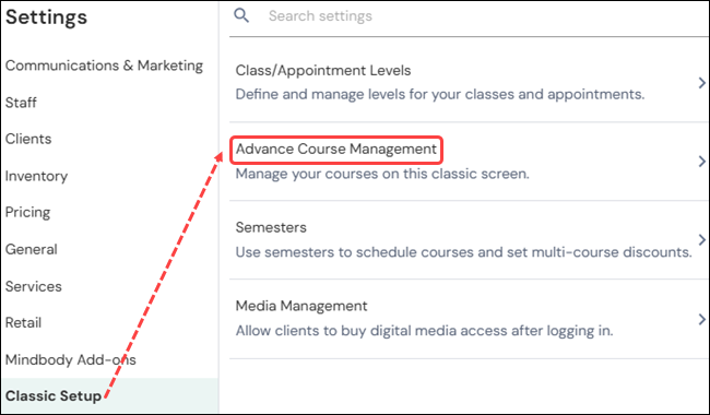 Advance Course Management