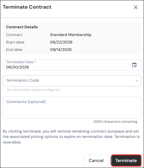 How to terminate or delete a contract